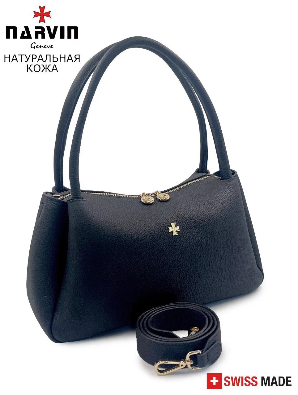Сумка 9803-Polo Black натуральная кожа Narvin