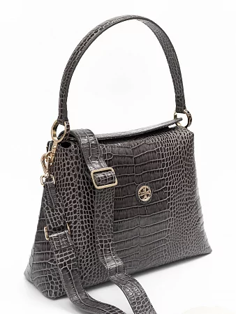 Сумка 9807-Croco Grey натуральная кожа Narvin