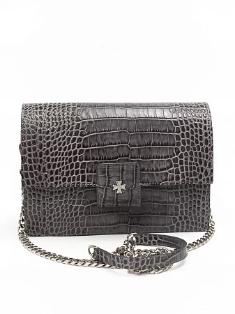 Сумка 9811-Croco Grey натуральная кожа Narvin