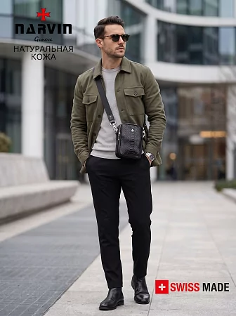 Сумка 9479-Anaconda Black из натуральной кожи NARVIN