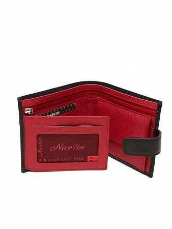  Портмоне 9683-Polo Black / Red из натуральной кожи NARVIN из натуральной кожи 