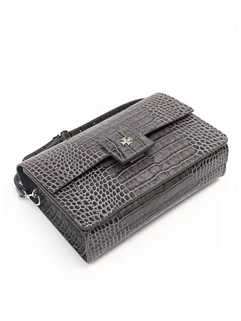 Сумка 9811-Croco Grey натуральная кожа Narvin