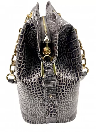 Сумка 9815-Croco Grey натуральная кожа Narvin