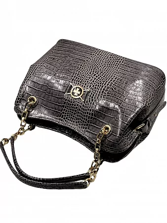 Сумка 9815-Croco Grey натуральная кожа Narvin