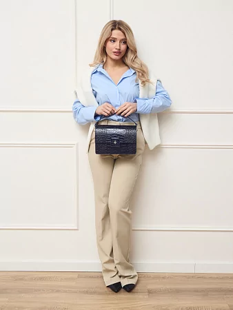 Сумка 9811-Croco D.Blue натуральная кожа Narvin