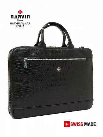 Портфель-сумка 9743-Bambino Black натуральная кожа
