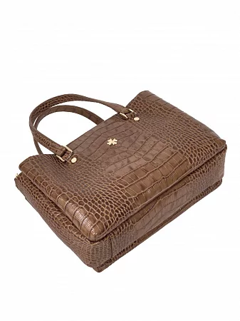 Сумка 9801-9801-Croco Capuccino натуральная кожа Narvin