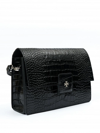 Сумка 9811-Croco Black натуральная кожа Narvin