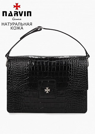 Сумка 9811-Croco Black натуральная кожа Narvin