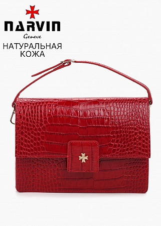 Сумка 9811-Croco Red натуральная кожа Narvin