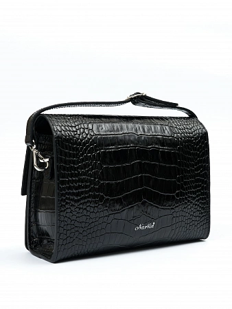 Сумка 9811-Croco Black натуральная кожа Narvin