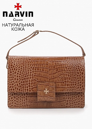 Сумка 9811-Croco Cappuccino натуральная кожа Narvin