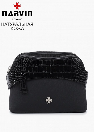 Сумка 9814-Polo Black / Croco натуральная кожа Narvin