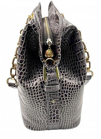 Сумка 9815-Croco Grey натуральная кожа Narvin