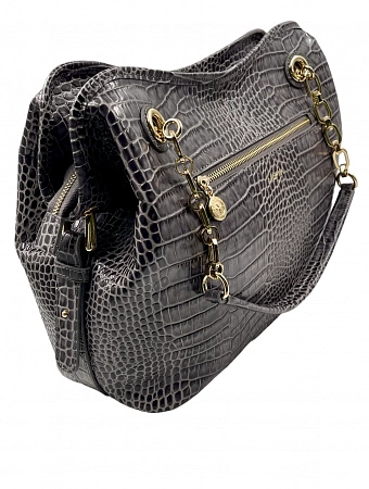 Сумка 9815-Croco Grey натуральная кожа Narvin