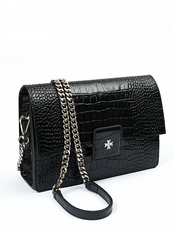 Сумка 9811-Croco Black натуральная кожа Narvin